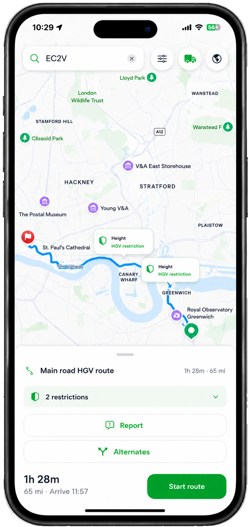 HGV-safe routing in Truki